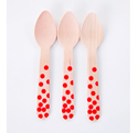 Wooden Spoons - Red dots (x20)